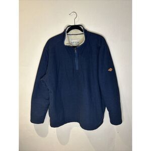 Orvis Pullover Mens XLarge Blue 1/4 Zip Fleece Sherpa Lined Sweatshirt Heavy EUC